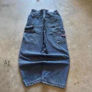 Baggy Bugle Boy Carpenter Wide Leg Jnco Styl Denim Y2k Vintage Jeans 34x29